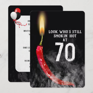 70th Birthday Red Hot Pepper Candle   Invitation