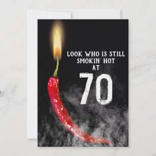 70th Birthday Red Hot Pepper Candle  Invitation
