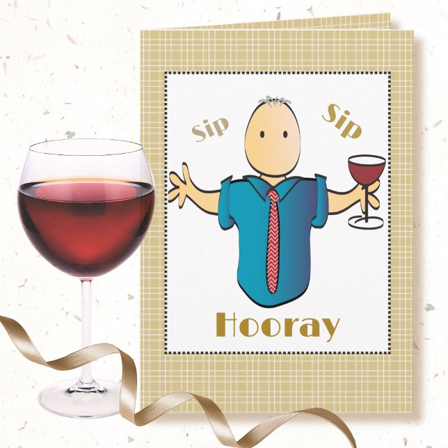 70th Birthday Red Wine Cartoon for Him Funny Bold  Card (Creator Uploaded)