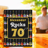 70th birthday Retro Groovy Guitar Personalised
