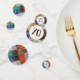 70th Birthday Retro License Plates Confetti