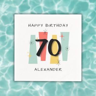 70th Birthday Retro Midcentury Modern Colourful Napkin
