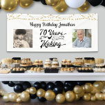 70th Birthday Retro String Lights 2 Photos Banner<br><div class="desc">Celebrate a 70th birthday with this party banner sign with string lights featuring a retro typography title design of 70 YEARS IN THE MAKING that incorporates their birth year as part of the design, 2 photos (fun to include Then and Now photos) and your personalised custom message (the sample shows...</div>