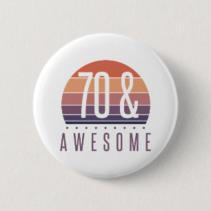 70th Birthday Retro Sunset 6 Cm Round Badge