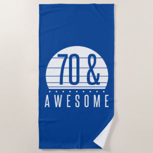70th Birthday Retro Sunset Beach Towel
