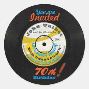 70th Birthday Retro Vinyl Record 45 RPM R Sticker