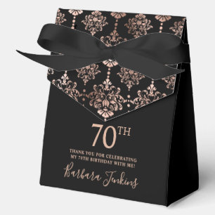 70th Birthday Rose Gold Elegant Thank You Favour Box