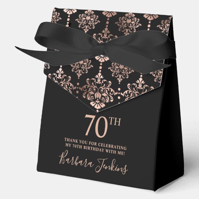 70th Birthday Rose Gold Elegant Thank You  Favour Box (Front)