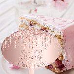 70th birthday rose gold glitter drips glam cake pick<br><div class="desc">A girly and trendy cake topper for a 70th birthday party. A feminine pink,  rose gold faux metallic looking background decorated with faux rose gold glitter drips. Templates for a date and name/age 70. Dark rose gold coloured letters.</div>