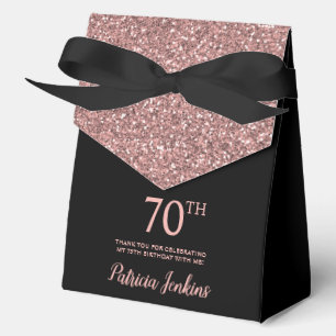70th Birthday Rose Gold Glitter Thank You Favour Box