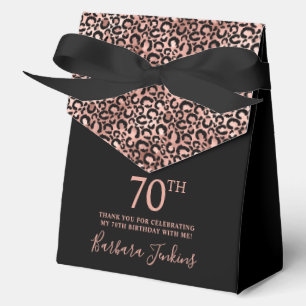 70th Birthday Rose Gold Leopard Print Thank You Favour Box