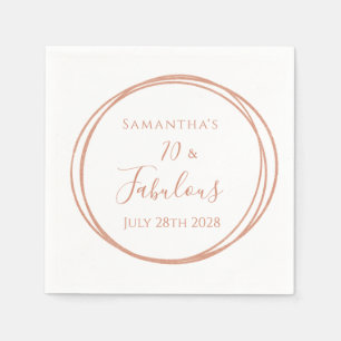 70th Birthday Rose Gold Minimal Birthday Party Napkin