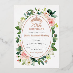 70th Birthday Rose Gold Pink Butterfly Floral