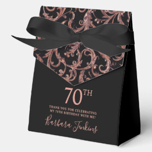 70th Birthday Rose Gold Swirls Thank You Favour Box