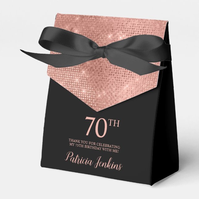70th Birthday Rose Gold Thank You Favor Box (Front Side)