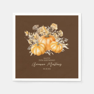 70th Birthday Rustic Boho Pumpkin Fall Custom Napkin