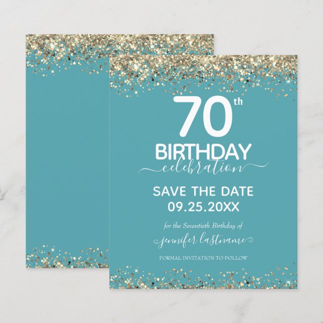 70th Birthday Save the Date Budget Invitation (Front/Back)