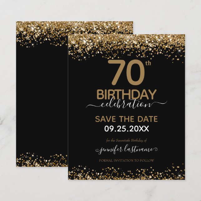 70th Birthday Save the Date Budget Invitation (Front/Back)