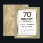 70th Birthday Save the Date Budget Invitation<br><div class="desc">Lovely faux foil border with shimmering confetti highlights on the top and bottom border. All text is adjustable and easy to change for your own party needs. Great elegant 70th birthday template design.</div>