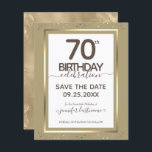 70th Birthday Save the Date Budget Invitation<br><div class="desc">Lovely faux foil border with shimmering confetti highlights on the top and bottom border. All text is adjustable and easy to change for your own party needs. Great elegant 70th birthday template design.</div>