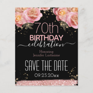 70th Birthday Save the Date Pink Floral Budget