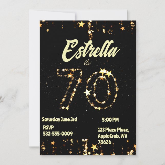 70th Birthday Seniors Digital Elegant Party Invitation (Front)