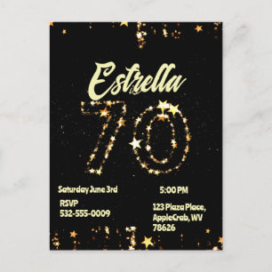 70th Birthday Seniors Digital Elegant Party Postcard