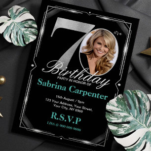 70th Birthday Silver and Black Invitation