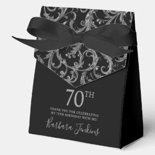 70th Birthday Silver Swirls Thank You Favour Box
