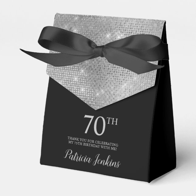 70th Birthday Silver Thank You Favour Box (Front Side)