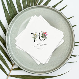 70th Birthday Simple Elegant Tropical Invitation Napkin