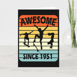70th Birthday Skateboarding Boy Awesome Since 1951 Card