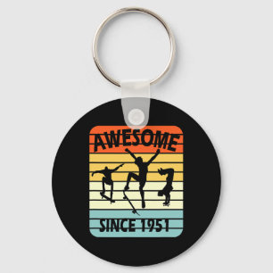 70th Birthday Skateboarding Boy Awesome Since 1951 Key Ring