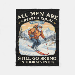 70th Birthday Skier Gift Vintage Skiing Seventies  Fleece Blanket