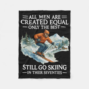 70th Birthday Skier Gifts Man 70 Years Old Skiing Fleece Blanket
