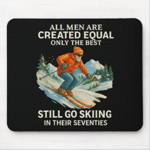 70th Birthday Skier Gifts Man 70 Years Old Skiing Mouse Mat