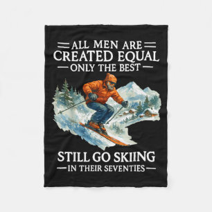 70th Birthday Skier Man 70 Years Old Skiing Lover Fleece Blanket
