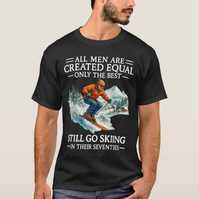 70th Birthday Skier Man 70 Years Old Skiing Lover  T-Shirt (Front)
