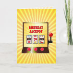 70th birthday slot machine card<br><div class="desc">A birthday card for a slot machine fan. A 70th birthday card showing a picture of a slot machine. The number in the winning line is 70.</div>