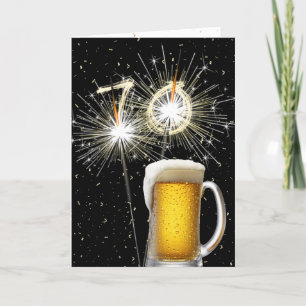 70th Birthday Sparklers With Beer Mug Card
