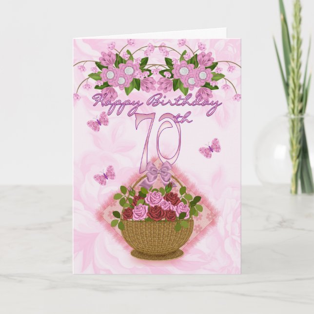 70th Birthday Special Lady, Roses And Flowers - 70 Card (Front)