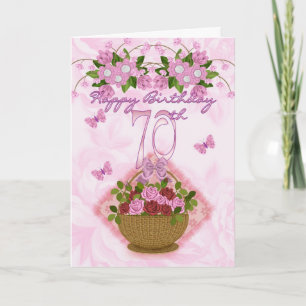 70th Birthday Special Lady, Roses And Flowers - 70 Card