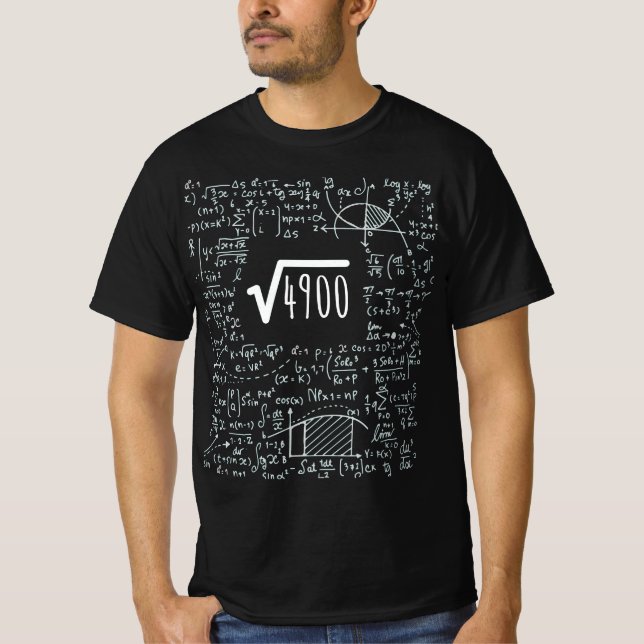 70th Birthday Square Root of 4900: 70 Years Old T-Shirt (Front)
