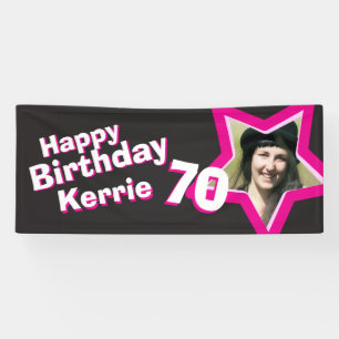 70th birthday star custom photo banner