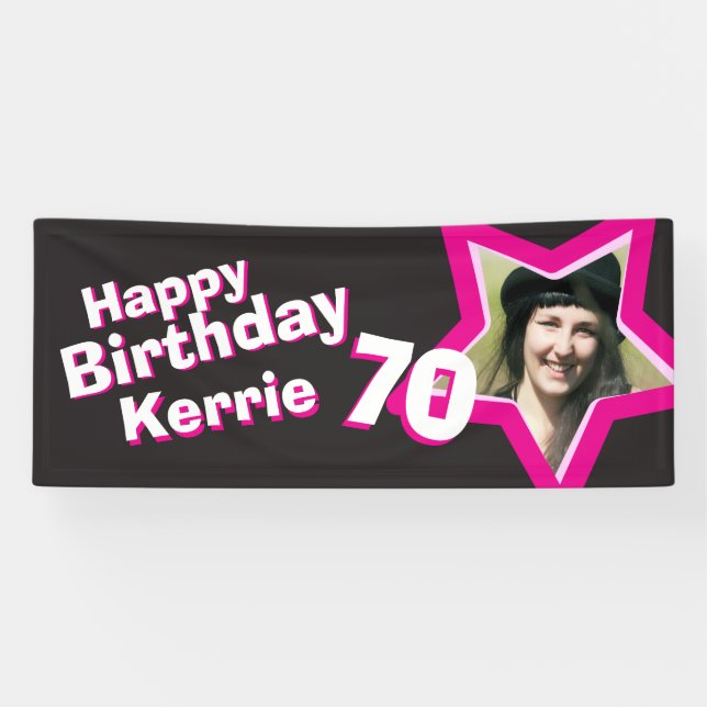 70th birthday star custom photo banner (Horizontal)
