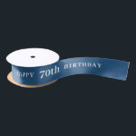 70th Birthday Steel Blue Ribbon Satin Ribbon<br><div class="desc">Custom design for coloured ribbons to celebrate a birthday anniversary. Freely customise the text and years.</div>