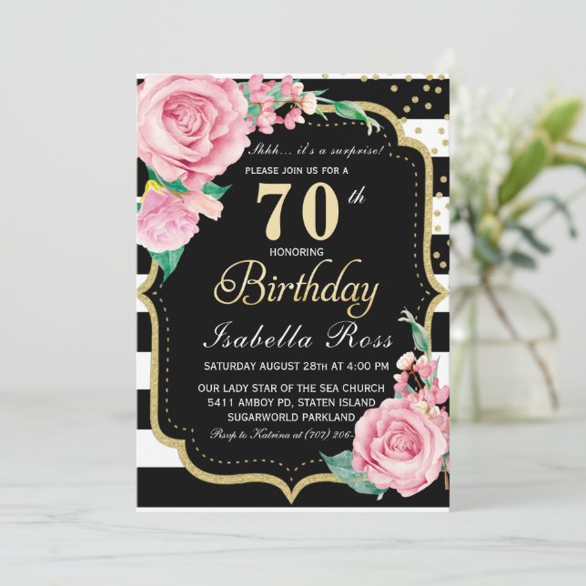 70th Birthday Surprise Invitations (Standing Front)