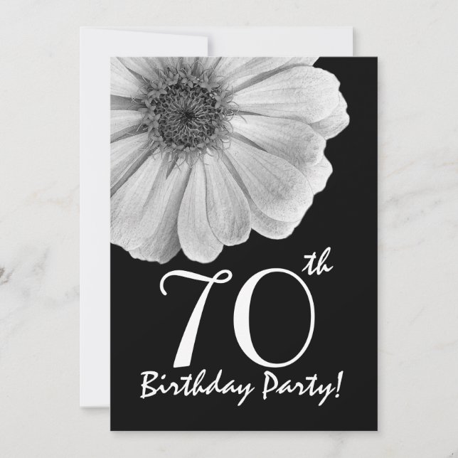 70th Birthday Template Black and White Daisy (Front)