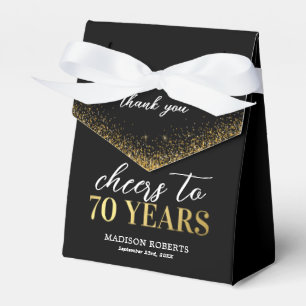 70th Birthday Thank You Black Gold Favour Box
