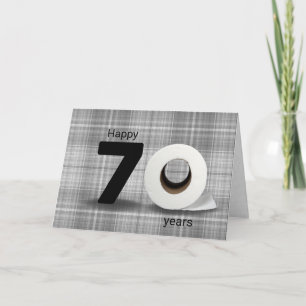 70th birthday toilet paper roll on plaid card